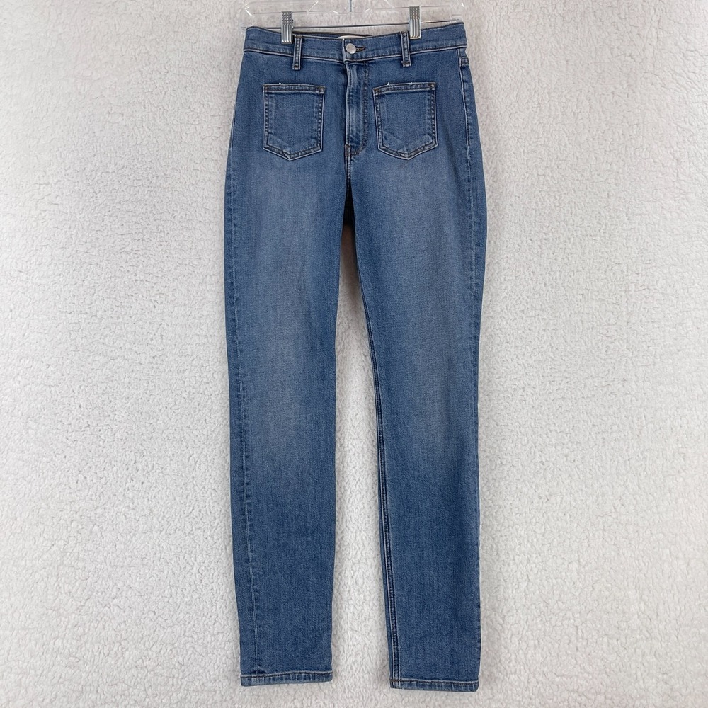 Reformation Blue Denim High Skinny Crop‎ Patch Pockets Jeans Womens Size 27